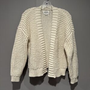 American Eagle Outfitters AE Chunky Waffle Knit Cream Cardigan Open Front XS